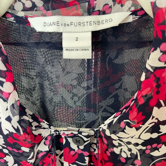 DVF Arabella Tie Neck Silk Chiffon Print Dress Boho Romance Flowy Feminine Sz 2 - Picture 10 of 11